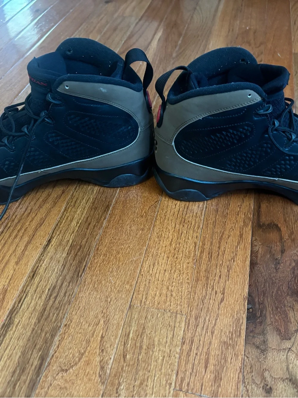 Air Jordan number 9s Men’s Black/Olive Basketball Sneakers